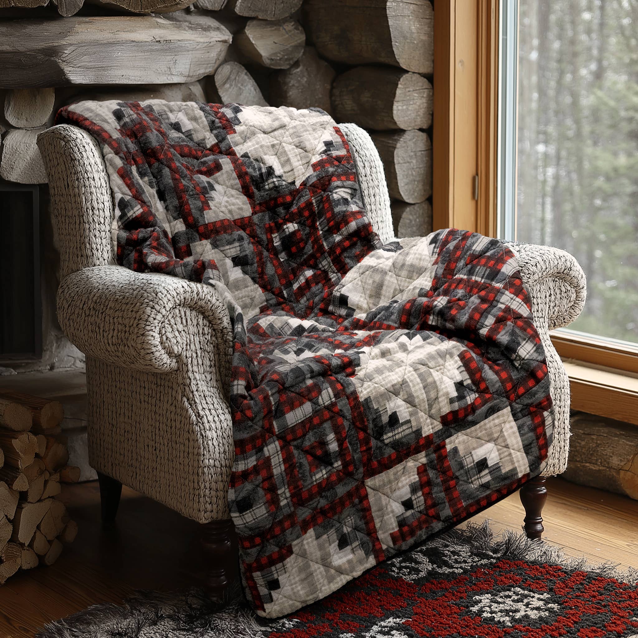 Donna Sharp Log Cabin Star Quilted Throw Blanket