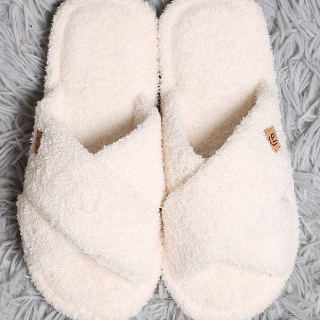 Fashion City Criss Cross Soft Microfiber Slide Slippers