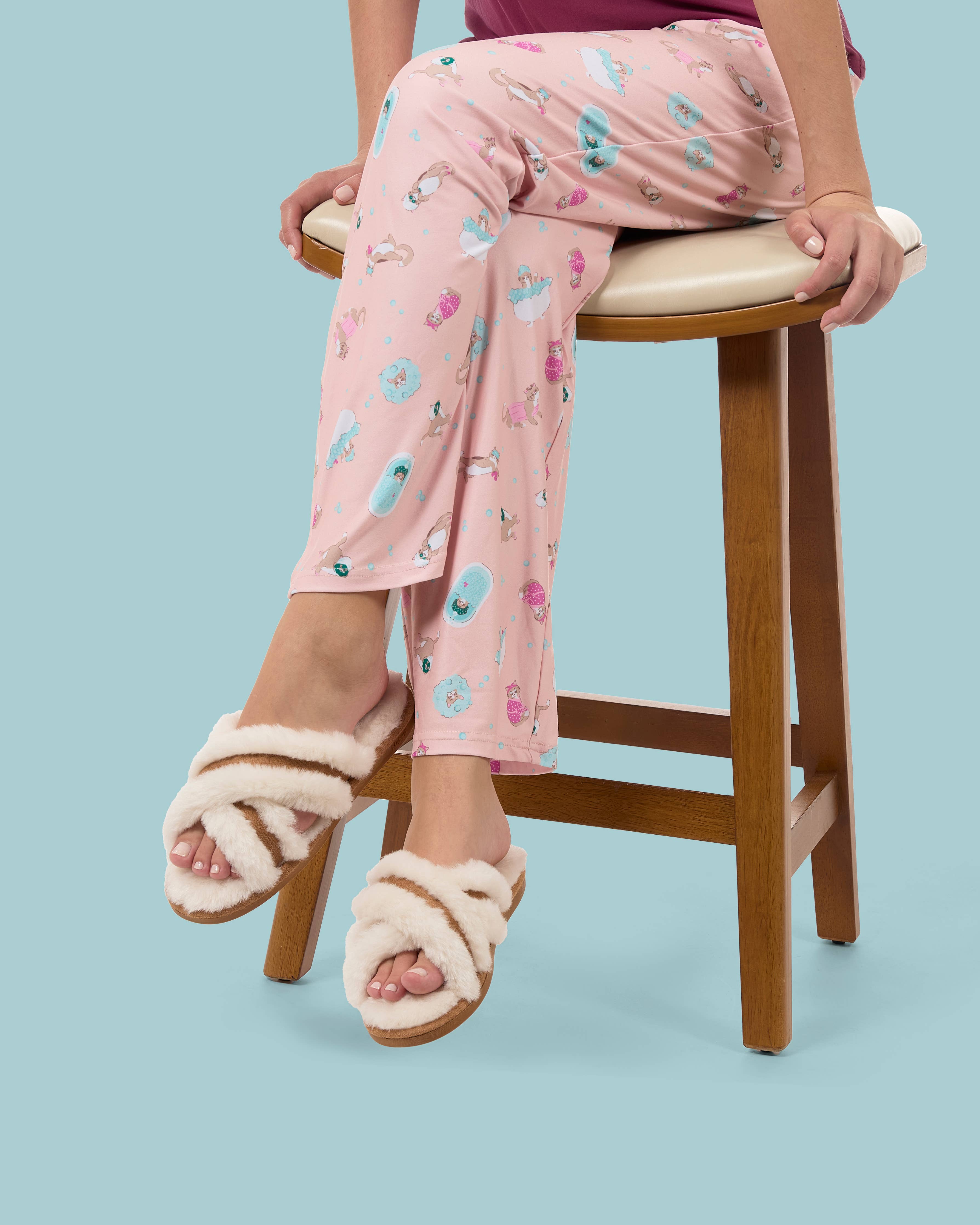 MeMoí Serina Faux Fur & Suede Memory Foam Slide Slippers