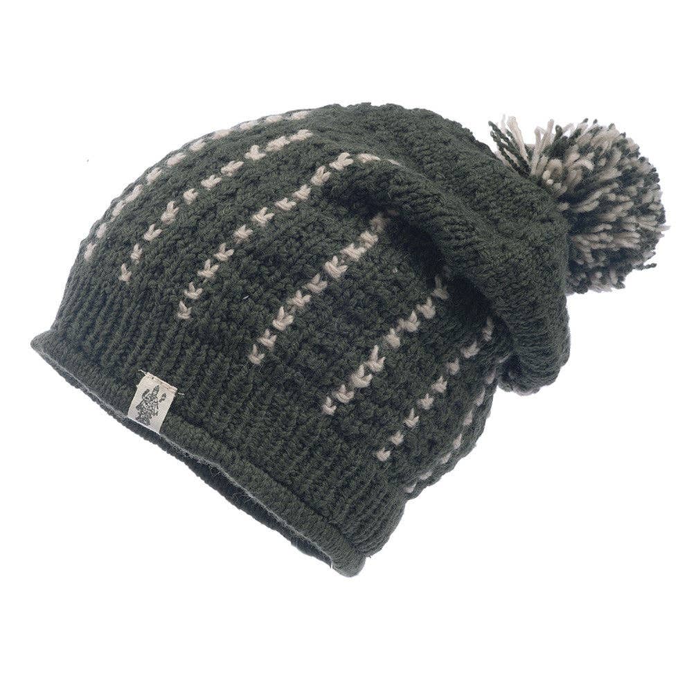 Nirvanna Designs Ferry Hand-Knit Wool Slouch Beanie with Pom