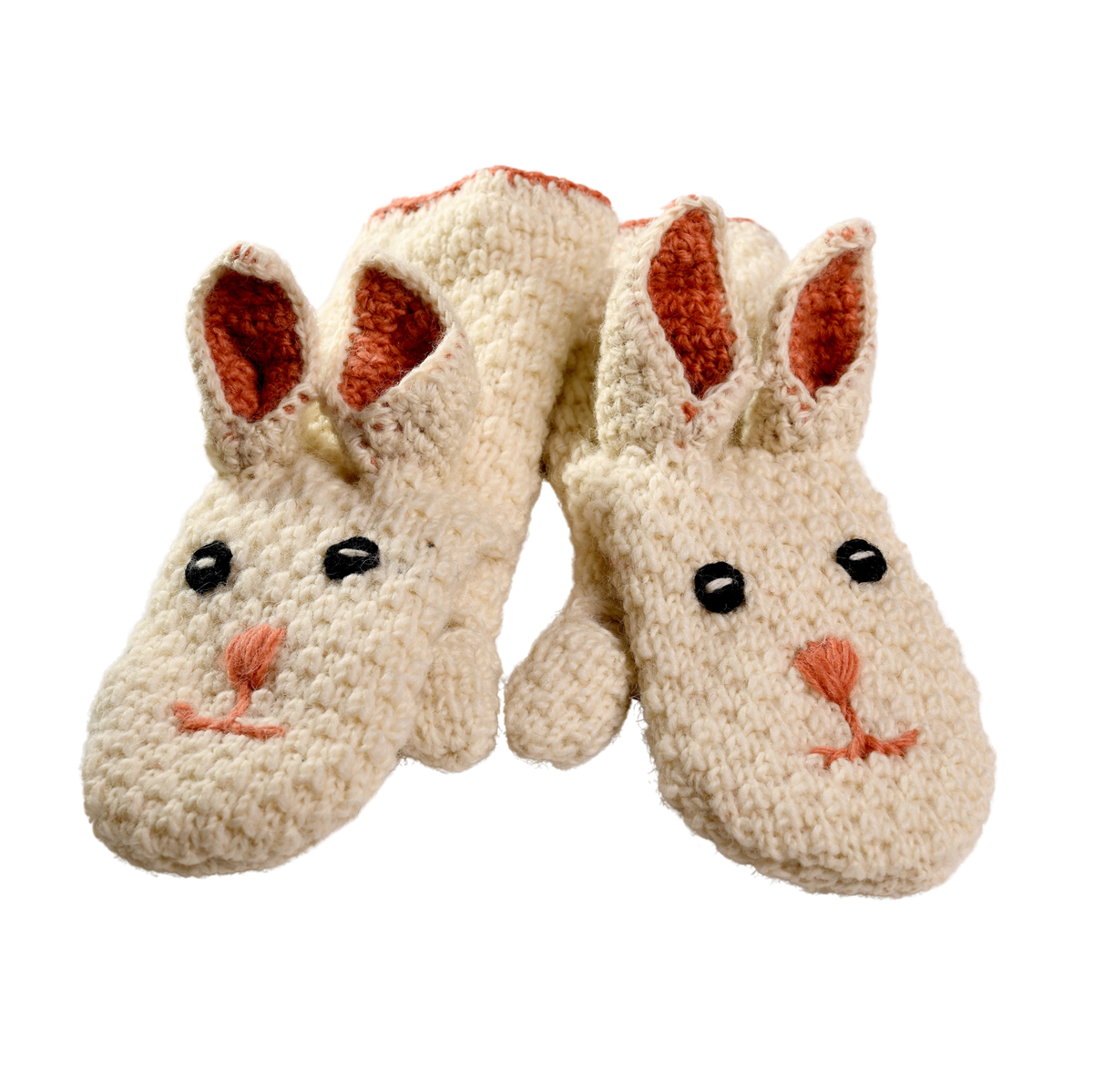 Nirvanna Designs Bunny Hand-Crochet Wool Mittens