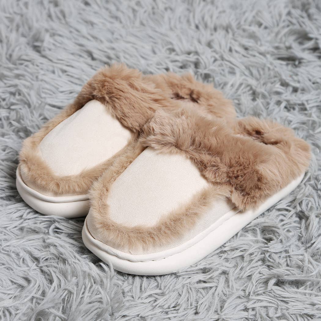 Fashion City Fuzzy Warm Faux Fur & Suede Clog Slippers