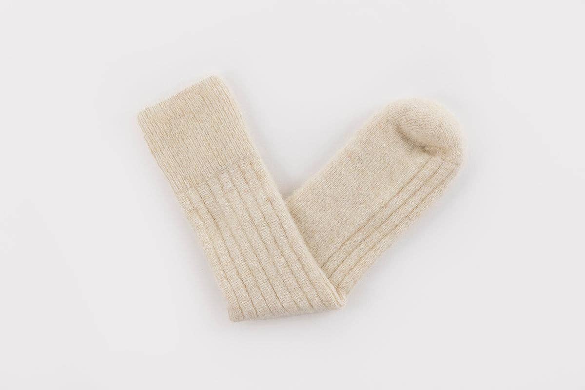 Pairs Scotland Ultra Soft Alpaca Wool Bed Socks / Soft Cream
