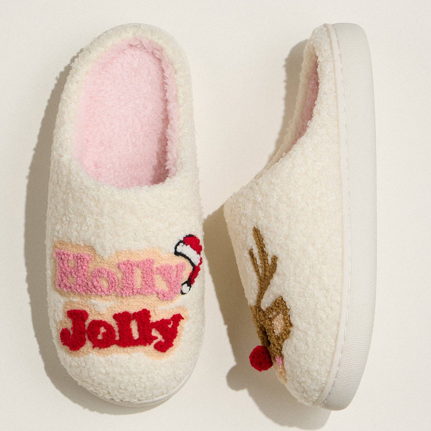 Frem Holly Jolly Reindeer Ultra-Soft Holiday Mule Slippers