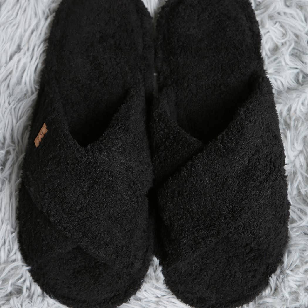 Fashion City Criss Cross Soft Microfiber Slide Slippers