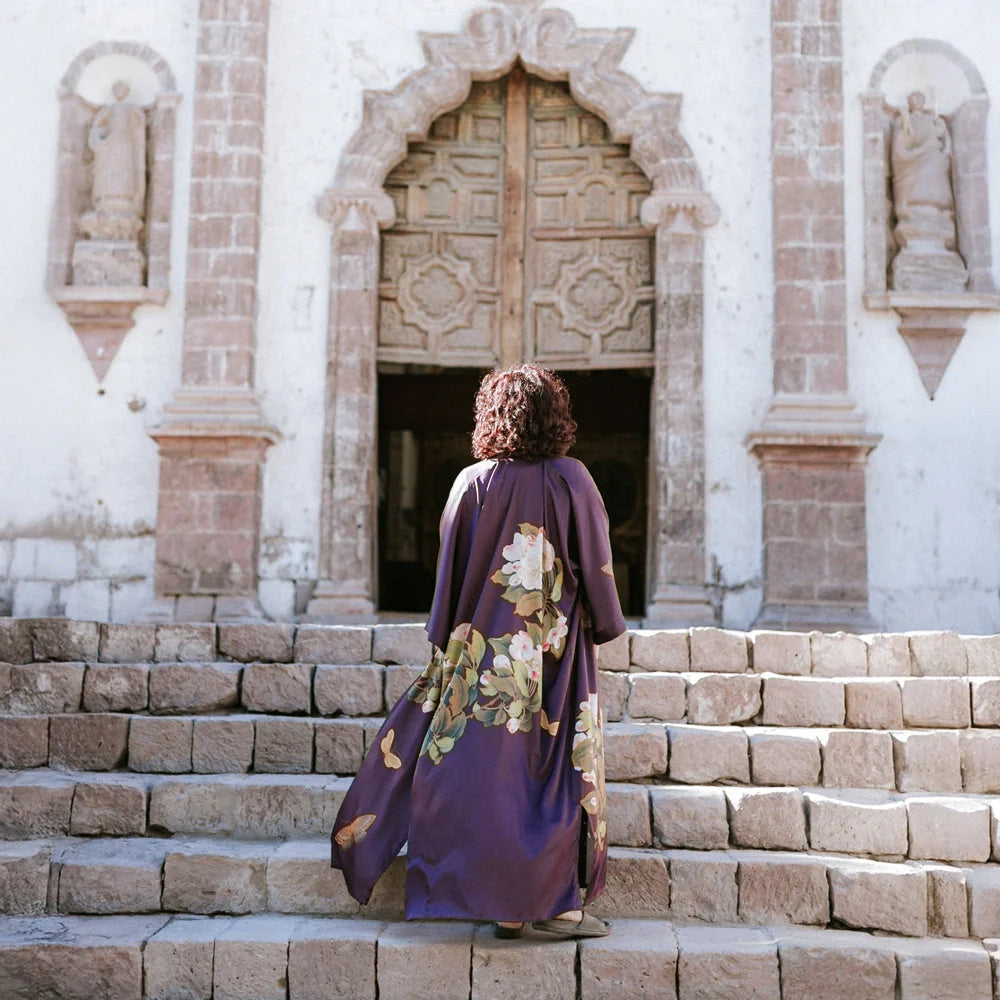 KIM+ONO Peony & Butterfly Women's Long Kimono Robe