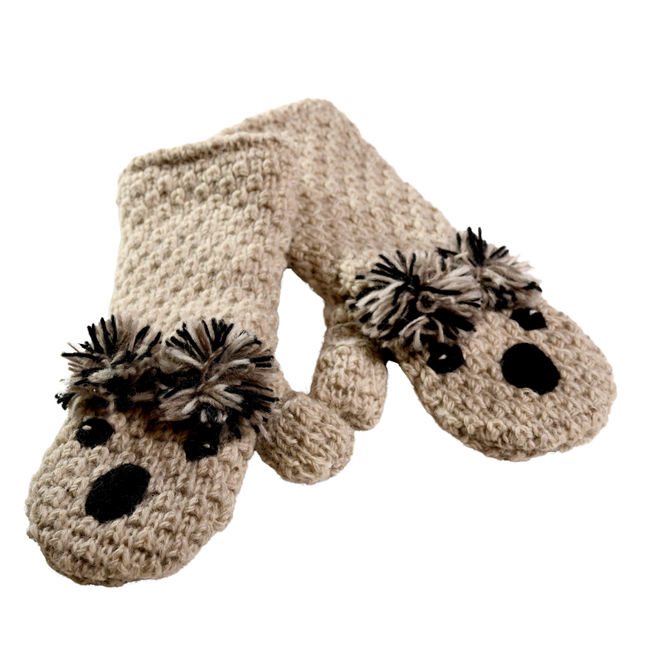 Nirvanna Designs Koala Hand-Crochet Wool Mittens