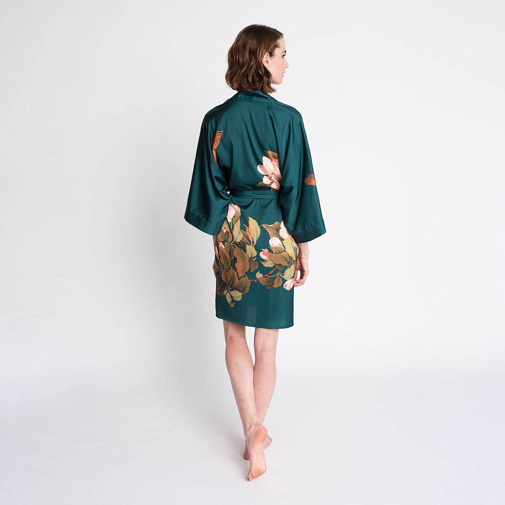 KIM+ONO Peony & Butterfly Women's Short Kimono Robe