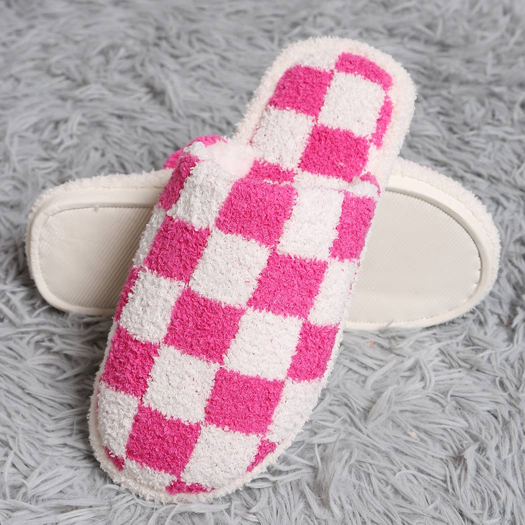 Fashion City Checkerboard Soft Microfiber Mule Slippers
