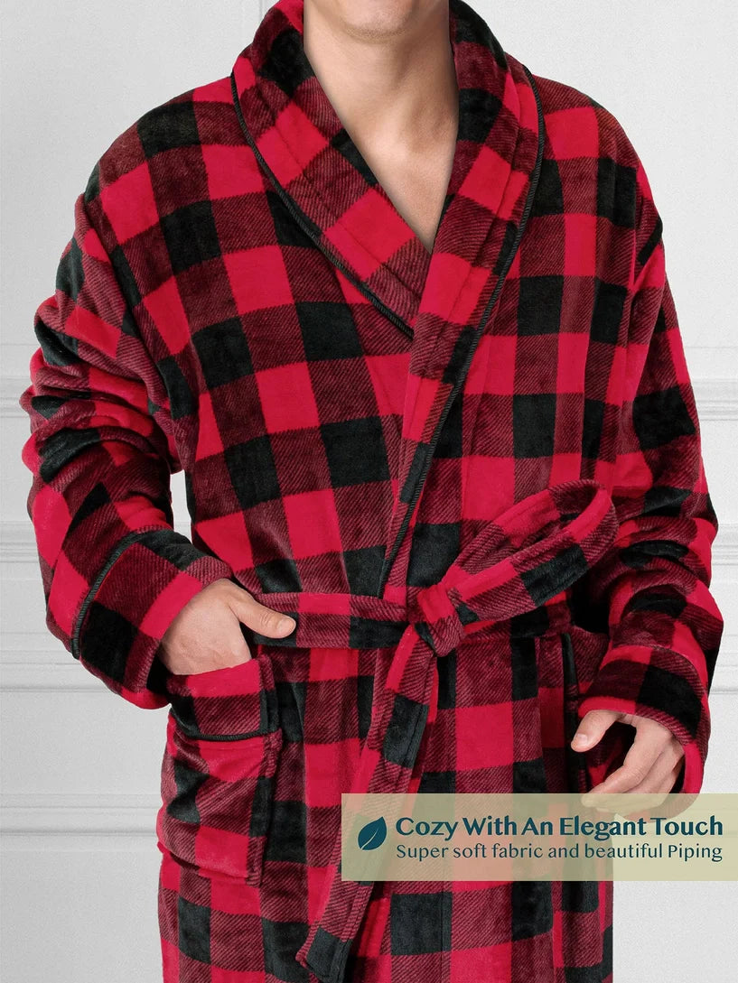 Pavilia Piping Fleece Men's Robe