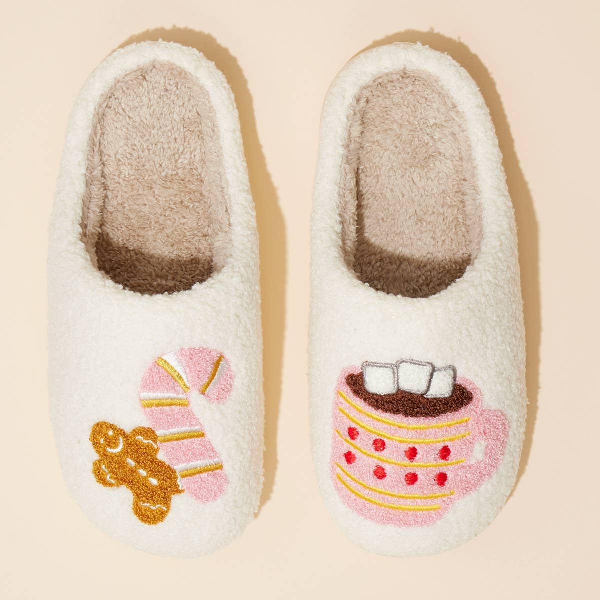 Frem Gingerbread Man & Hot Chocolate Ultra-Soft Holiday Mule Slippers