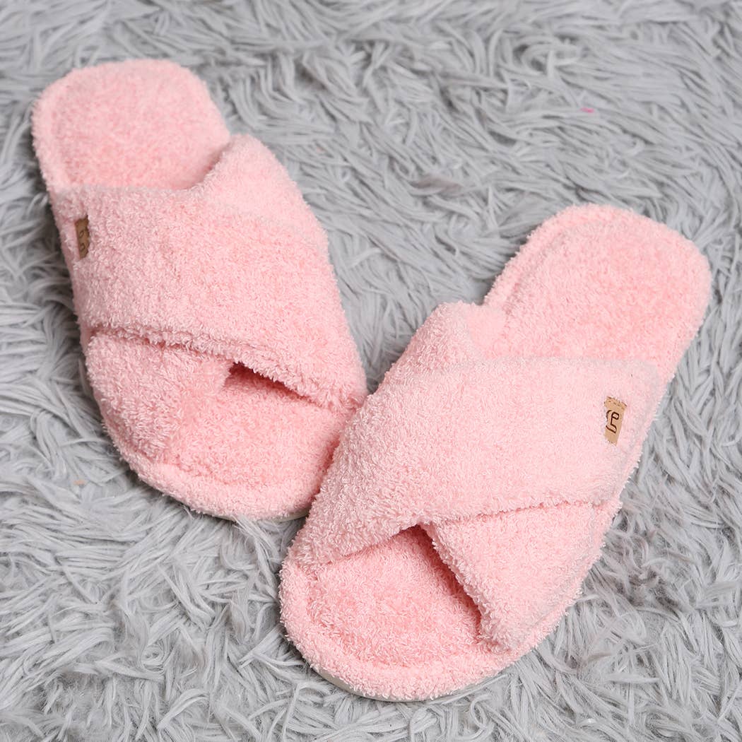 Fashion City Criss Cross Soft Microfiber Slide Slippers