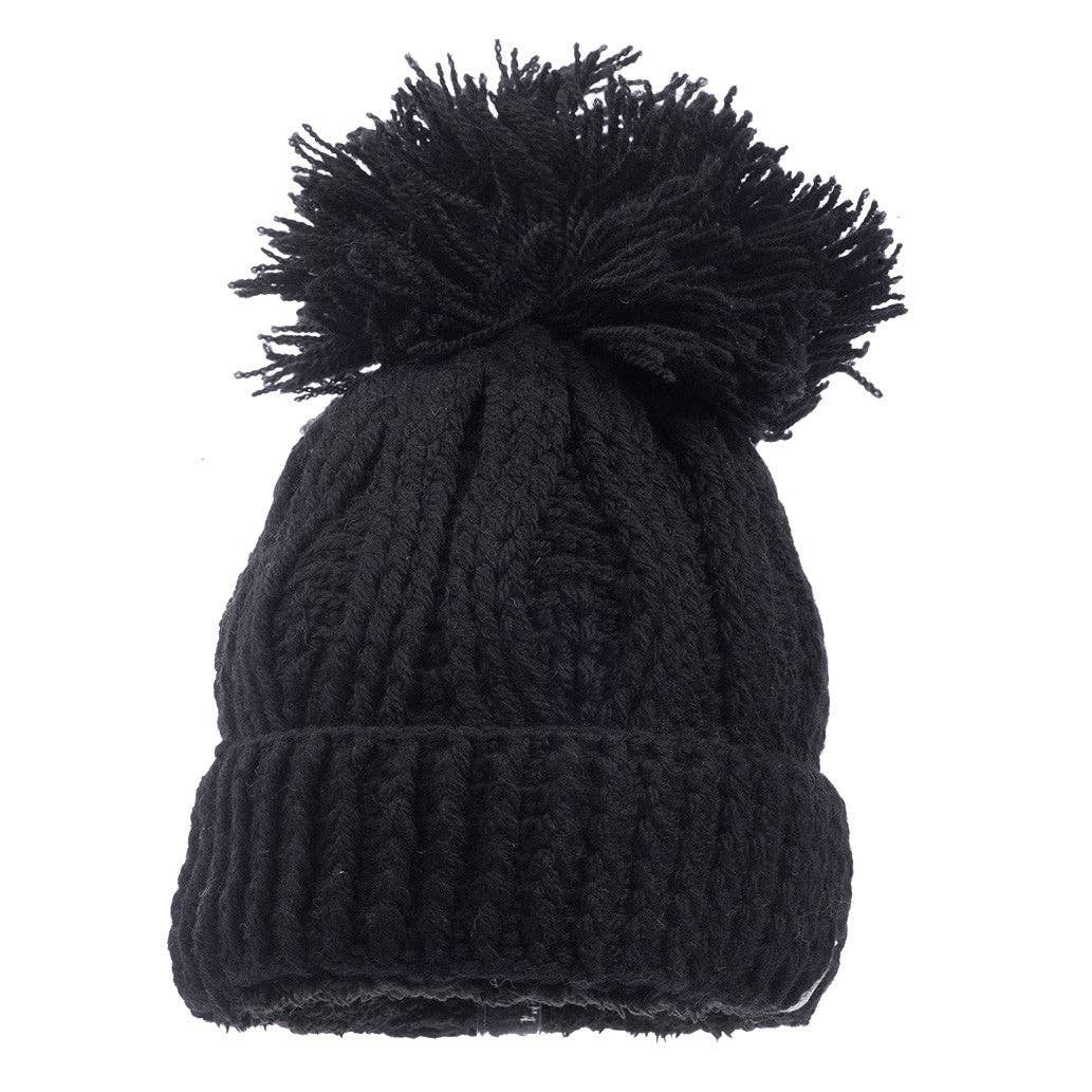 Nirvanna Designs Grand Pom Hand-Knit Wool Beanie