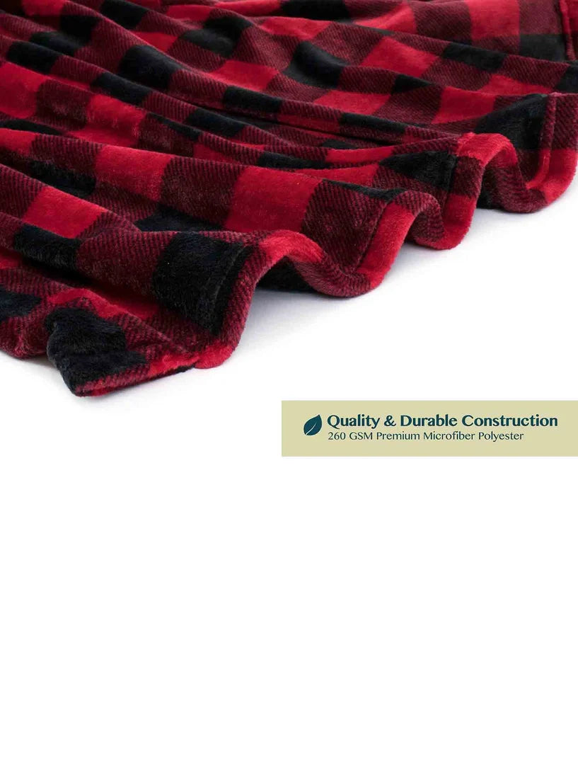 Pavilia Buffalo Plaid Fleece Men's Robe