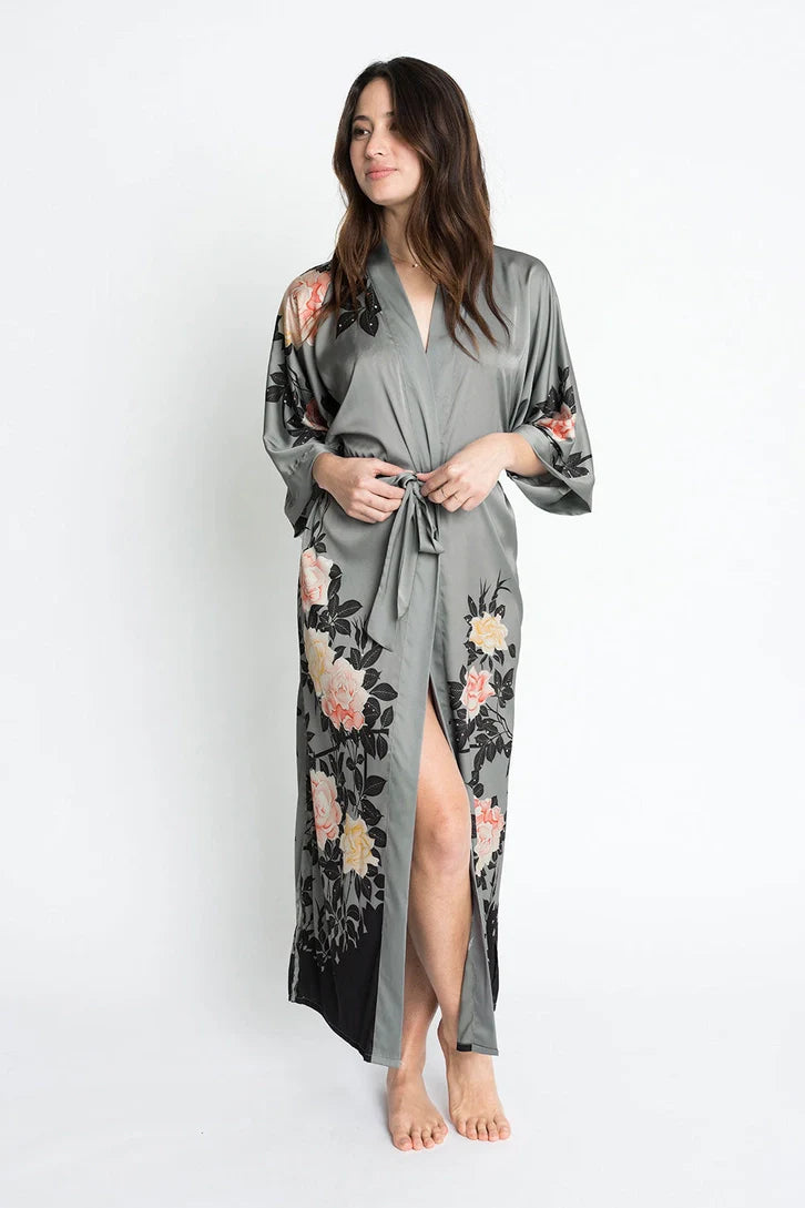 KIM+ONO Blush Rose Women's Long Kimono Robe