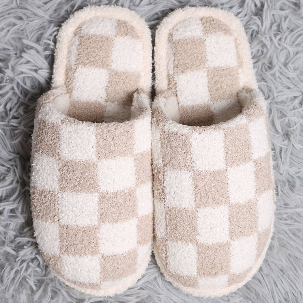 Fashion City Checkerboard Soft Microfiber Mule Slippers