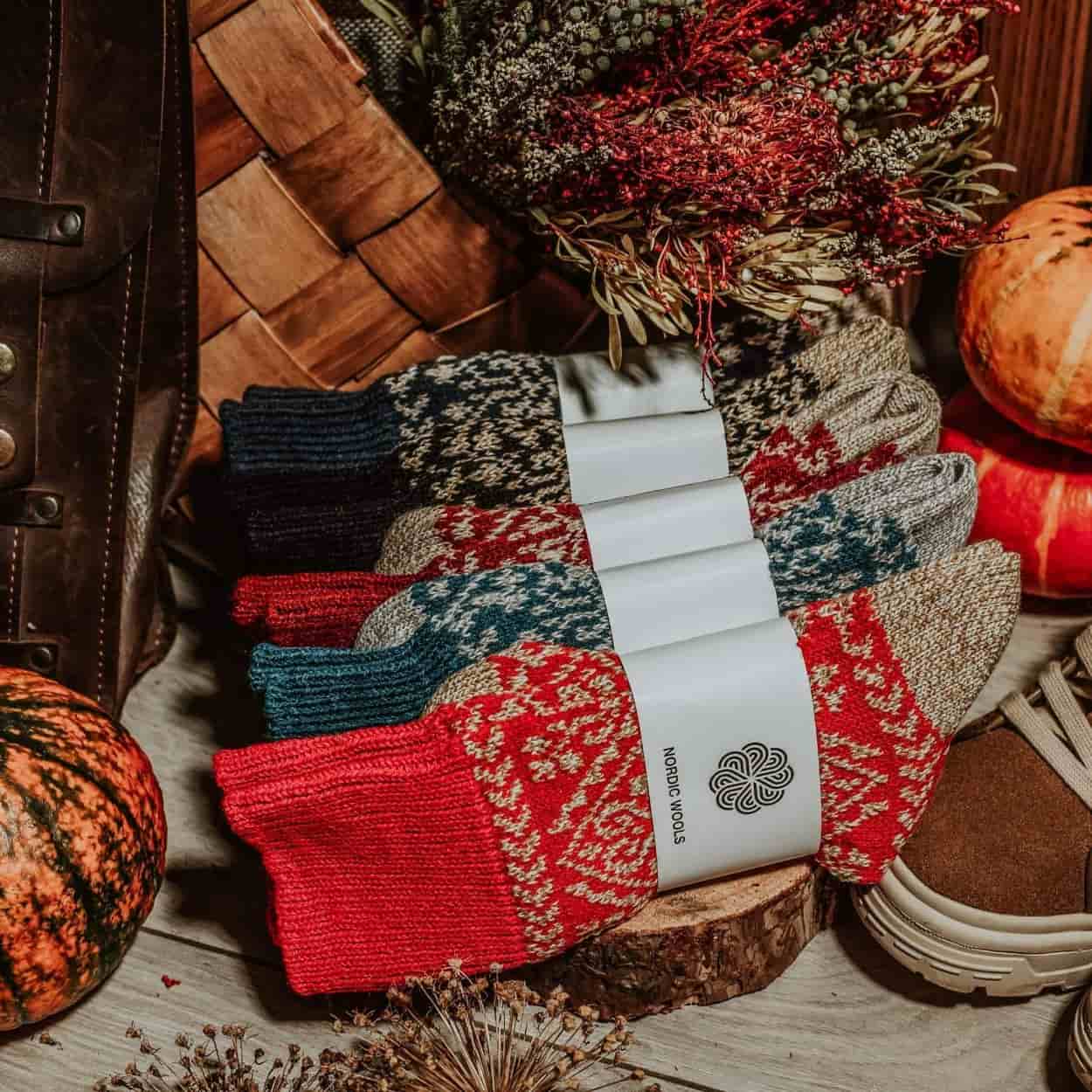 Nordic Wools Zelta Merino Wool Blend Unisex Socks / 5-Pair Multi-Pack