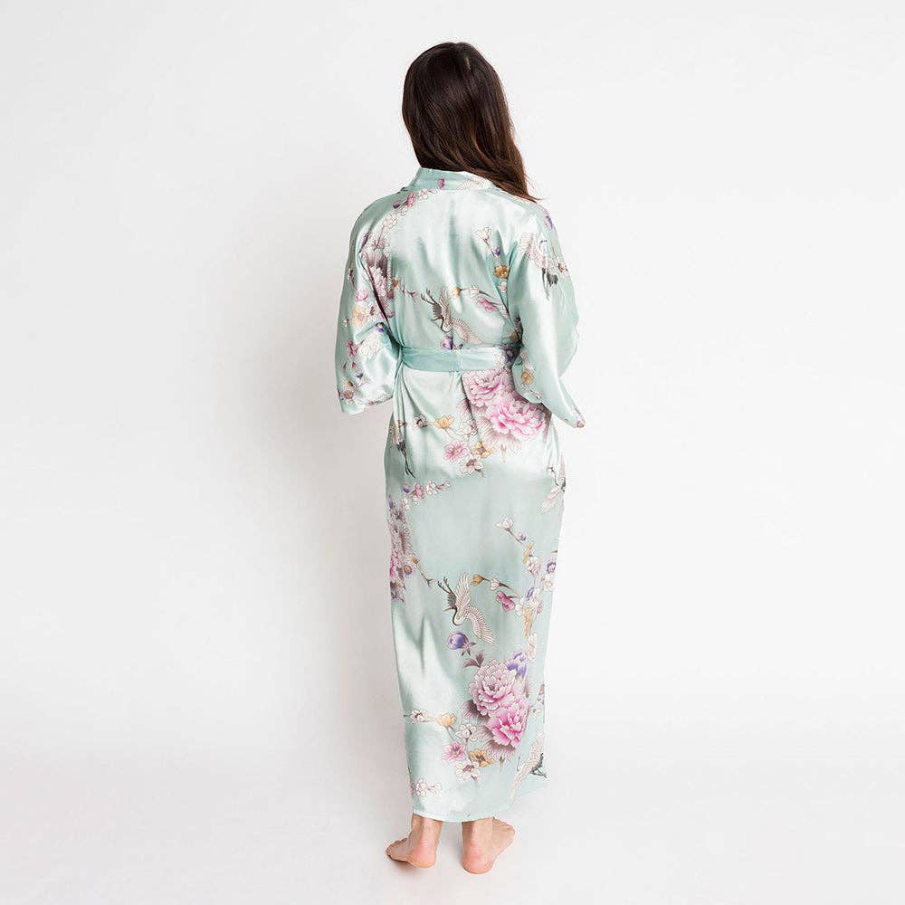 KIM+ONO Chrysanthemum & Crane Women's Long Kimono Robe