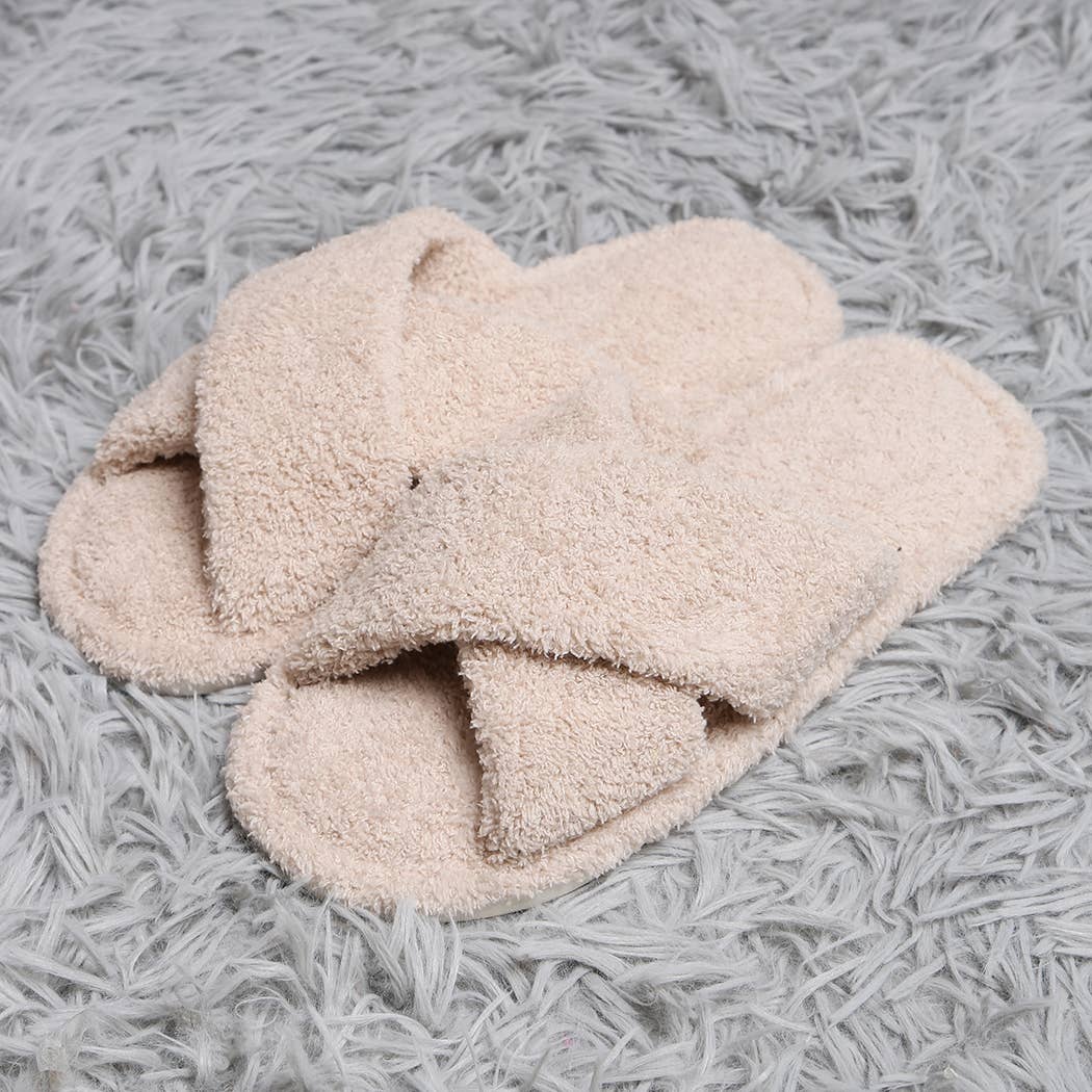 Fashion City Criss Cross Soft Microfiber Slide Slippers