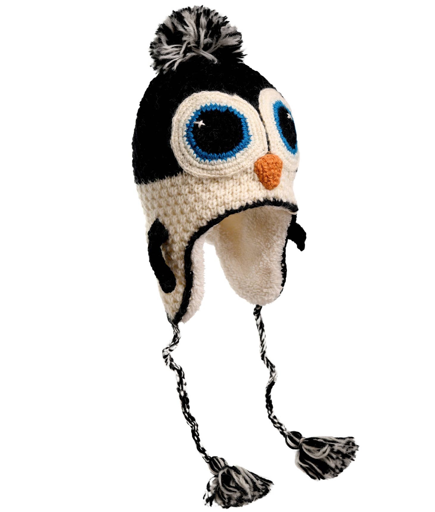 Nirvanna Designs Penguin Hand-Crochet Wool Earflap Hat
