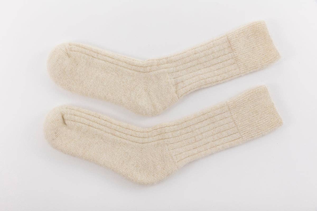 Pairs Scotland Ultra Soft Alpaca Wool Bed Socks / Soft Cream