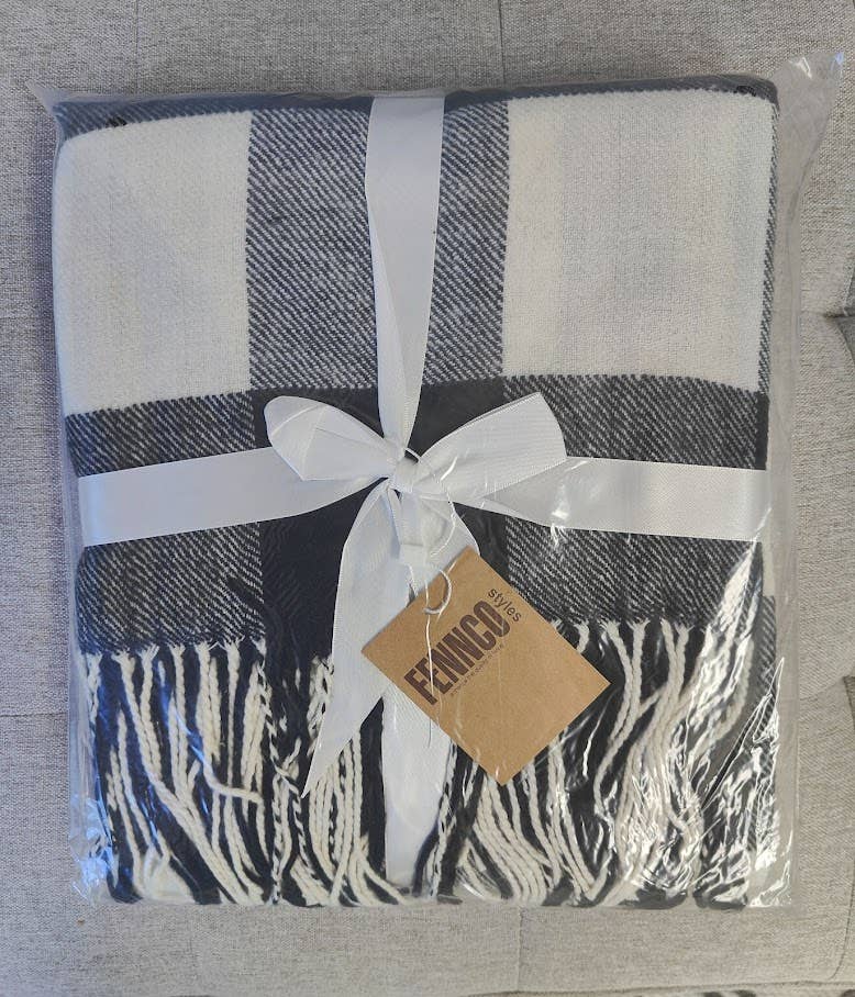 Fennco Styles Buffalo Plaid with Tassel Trim Throw Blanket