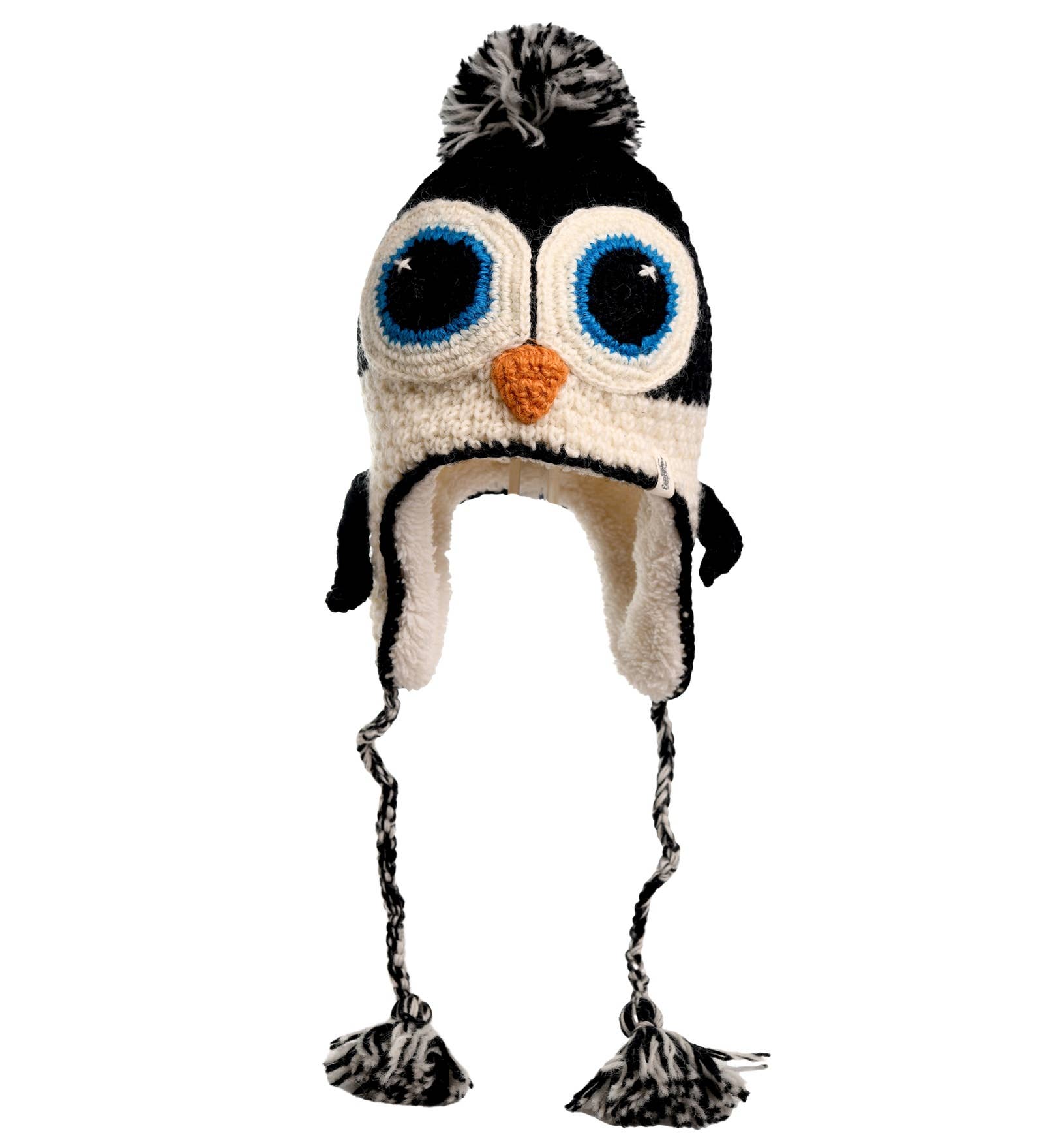Nirvanna Designs Penguin Hand-Crochet Wool Earflap Hat