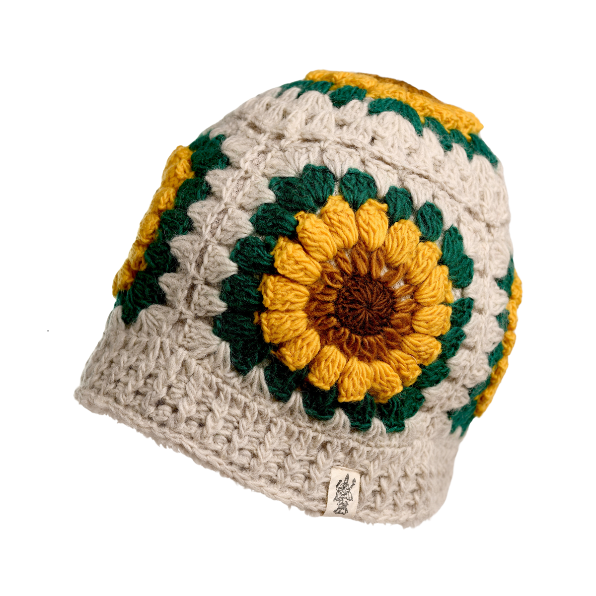 Nirvanna Designs Blooming Sunflower Hand-Knit Wool Beanie