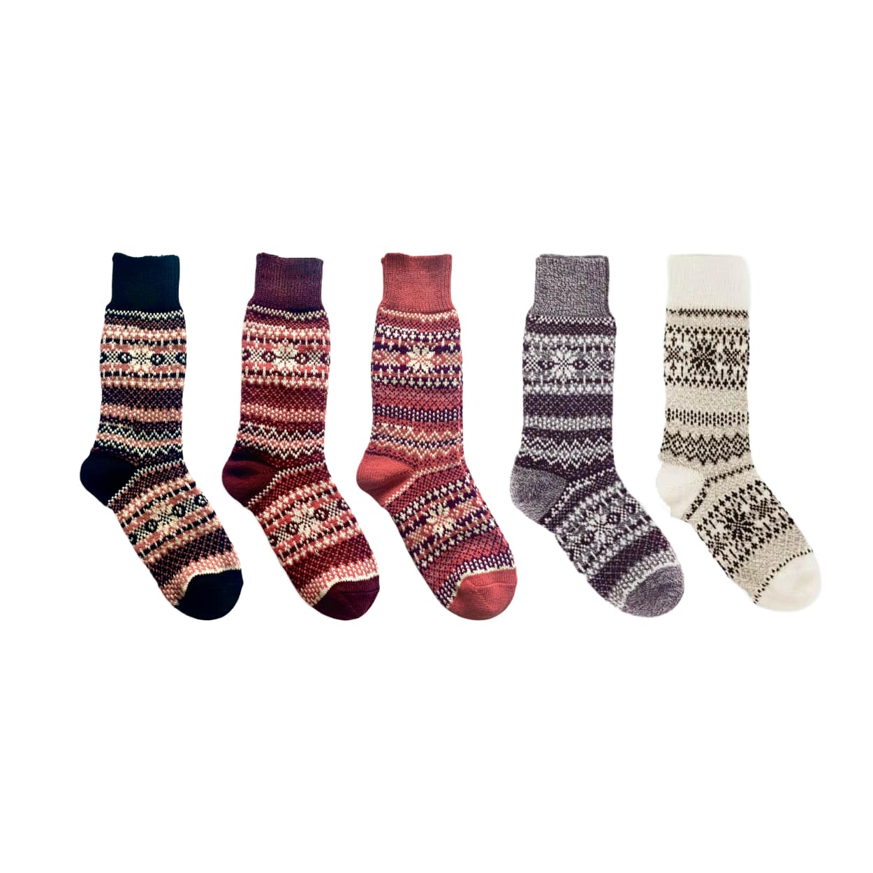 Nordic Wools Asenka Merino Wool Blend Unisex Socks / 5-Pair Rosa Multi-Pack