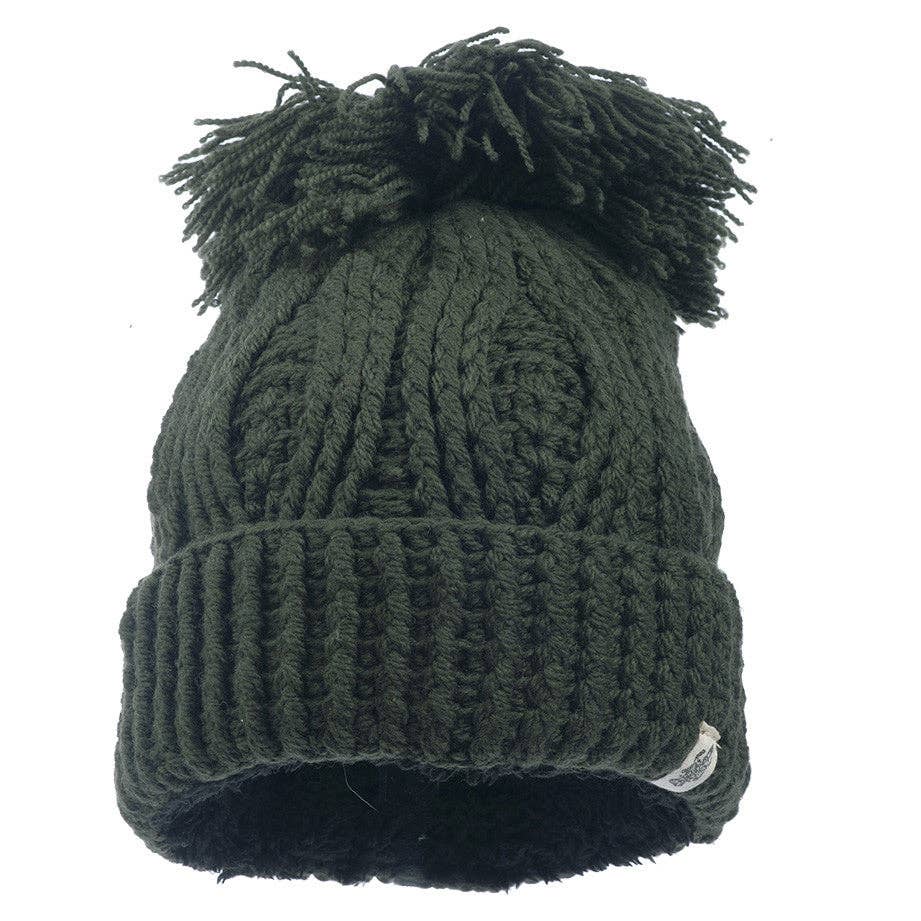 Nirvanna Designs Grand Pom Hand-Knit Wool Beanie