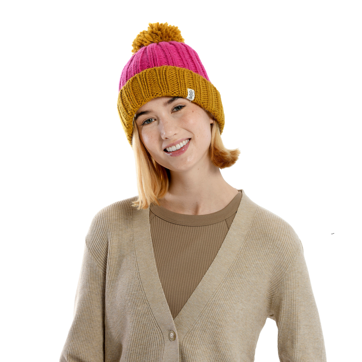 Nirvanna Designs Cherry Pom Hand-Knit Wool Beanie