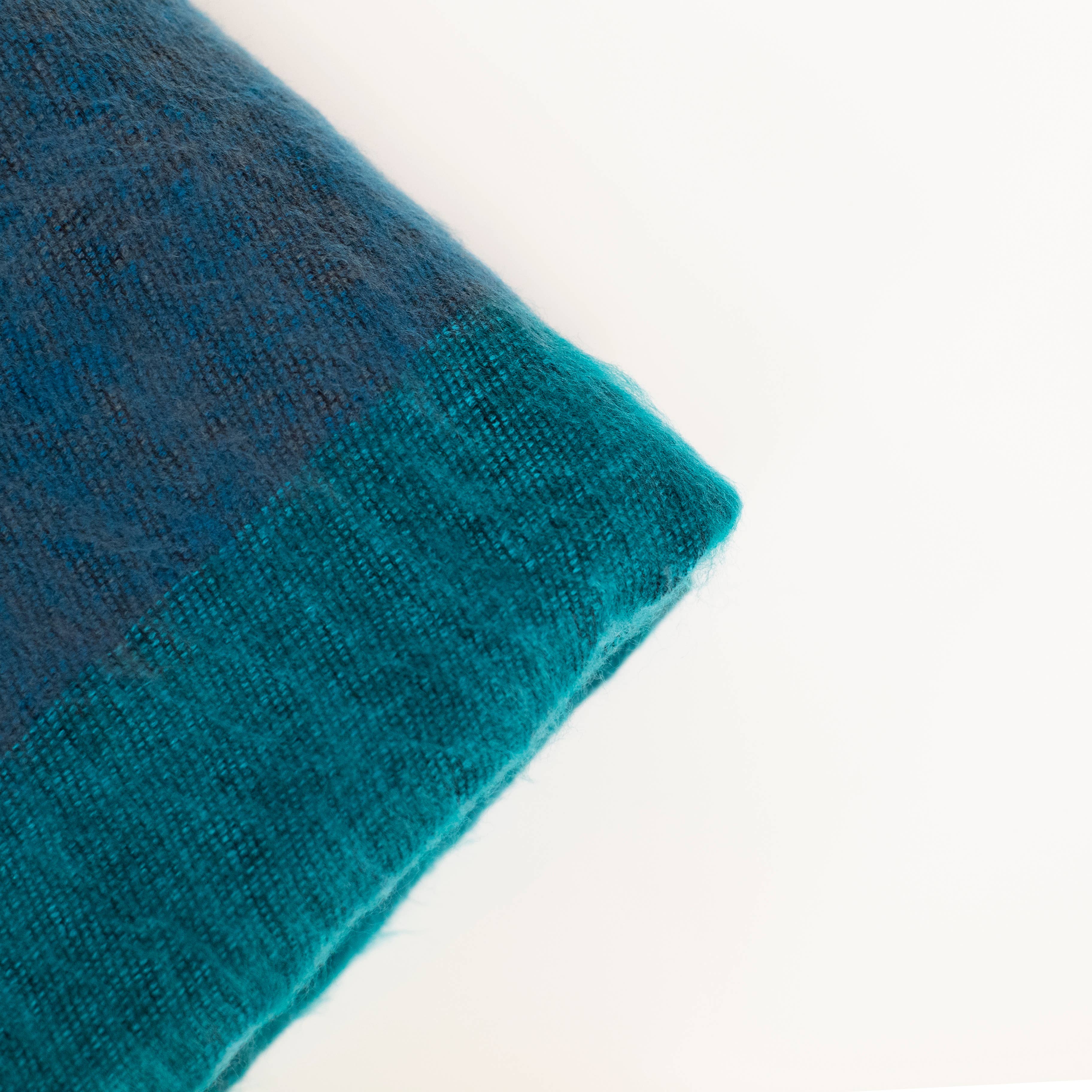 Art Himalayan Trading Handmade Super Soft Yak Wool Throw Blanket / Dark Blue, Aqua, Gray