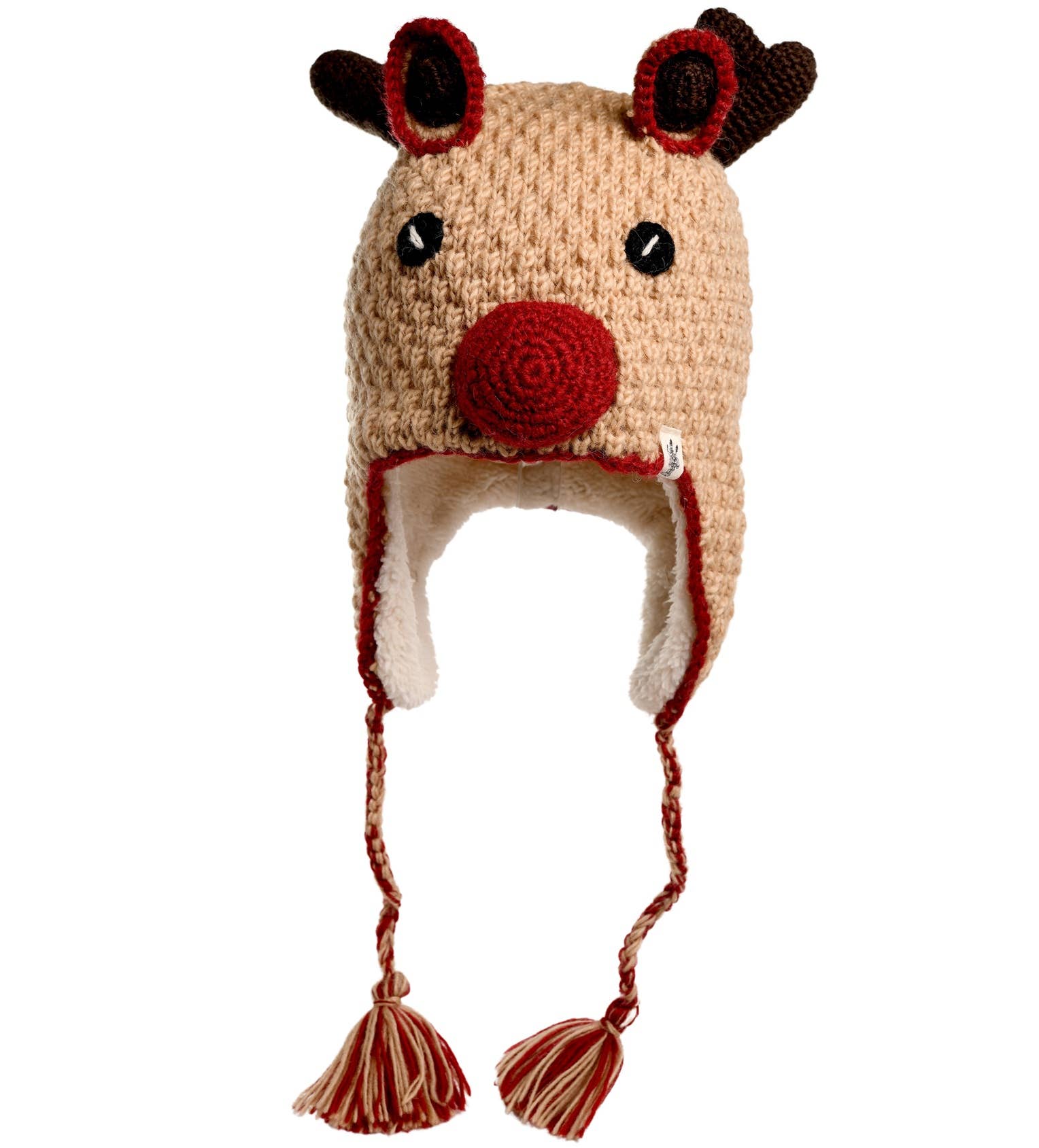 Nirvanna Designs Reindeer Hand-Crochet Wool Earflap Hat