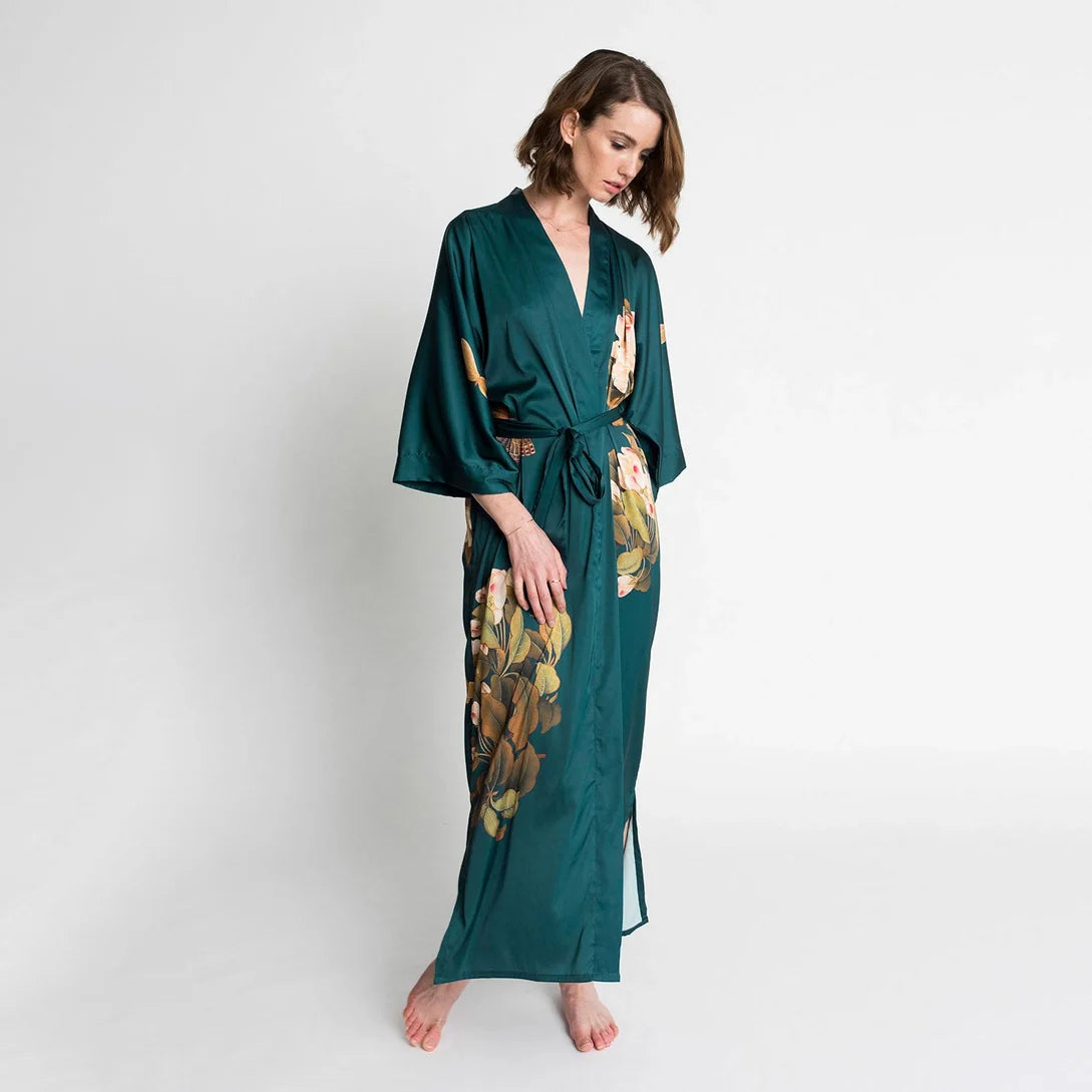 KIM+ONO Peony & Butterfly Women's Long Kimono Robe