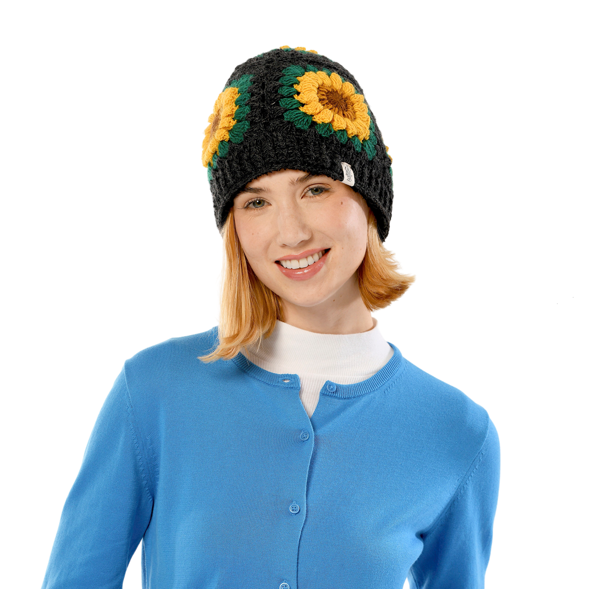 Nirvanna Designs Blooming Sunflower Hand-Knit Wool Beanie