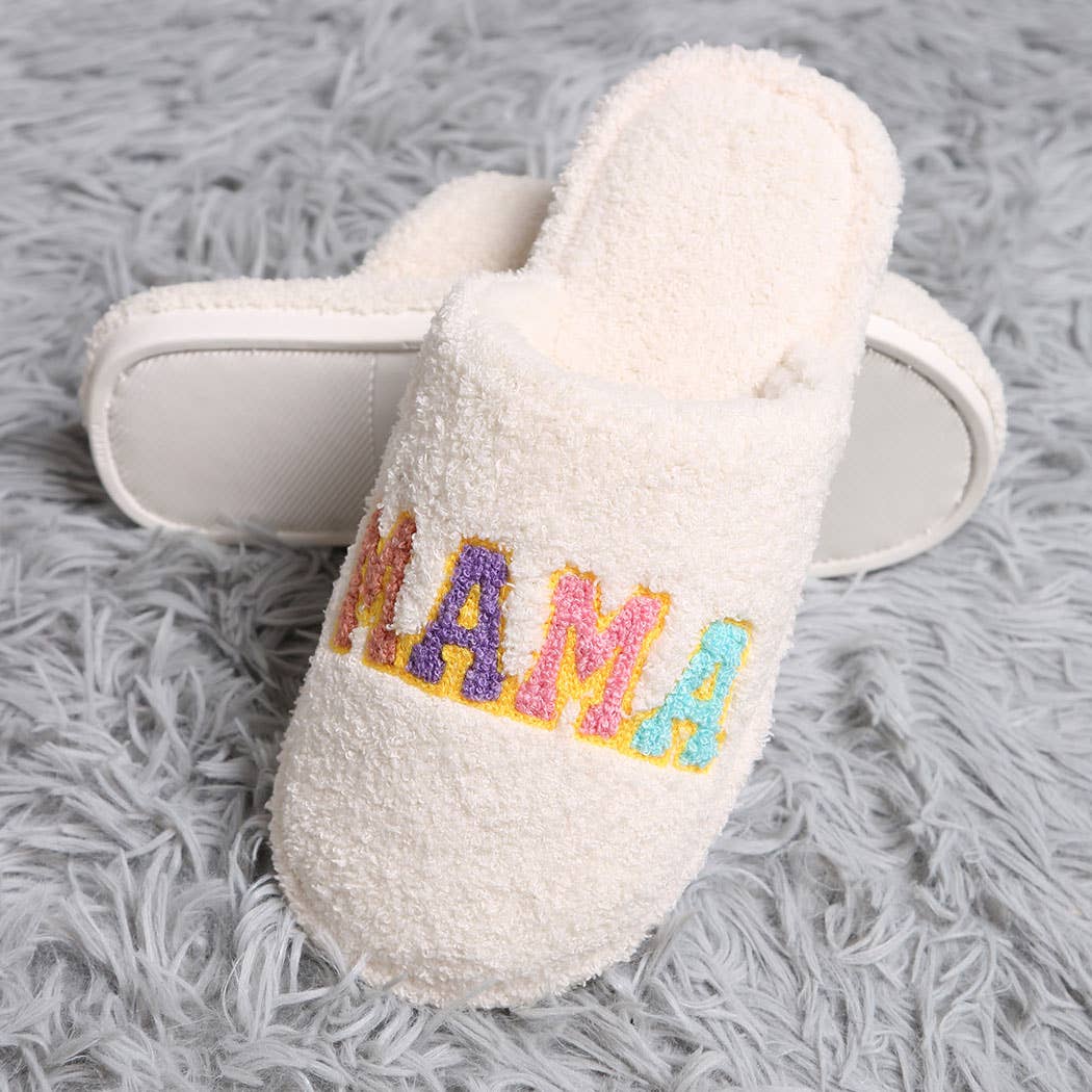 Fashion City Colorful MAMA Lettered Soft Microfiber Mule Slippers