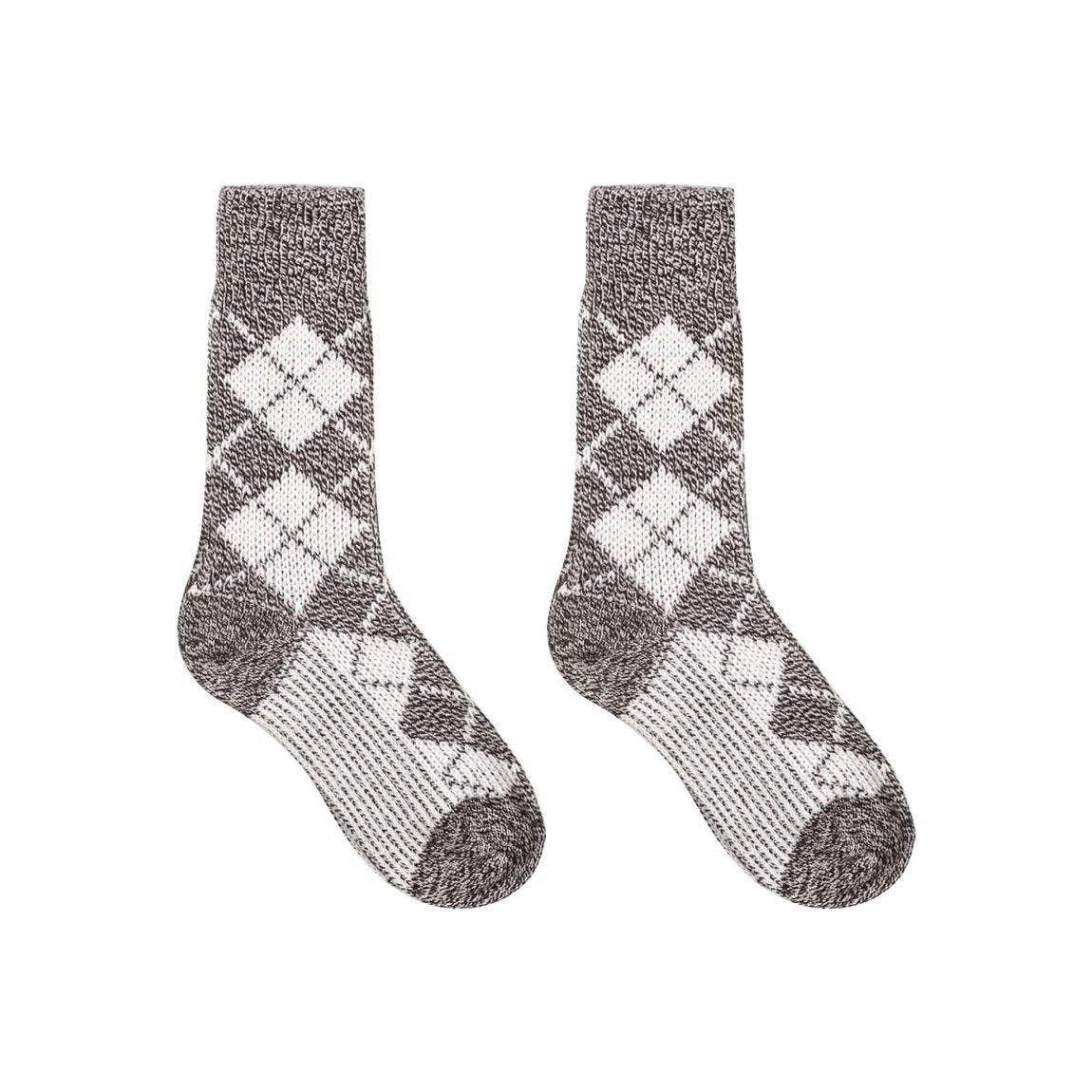 Nordic Wools Vagn Argyle Merino Wool Blend Unisex Socks / Ash & Light Gray