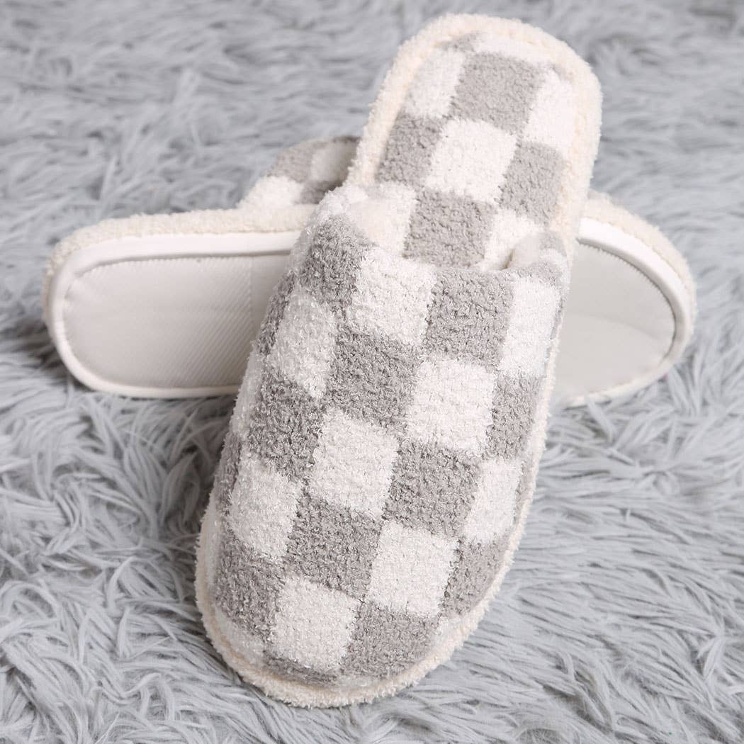 Fashion City Checkerboard Soft Microfiber Mule Slippers