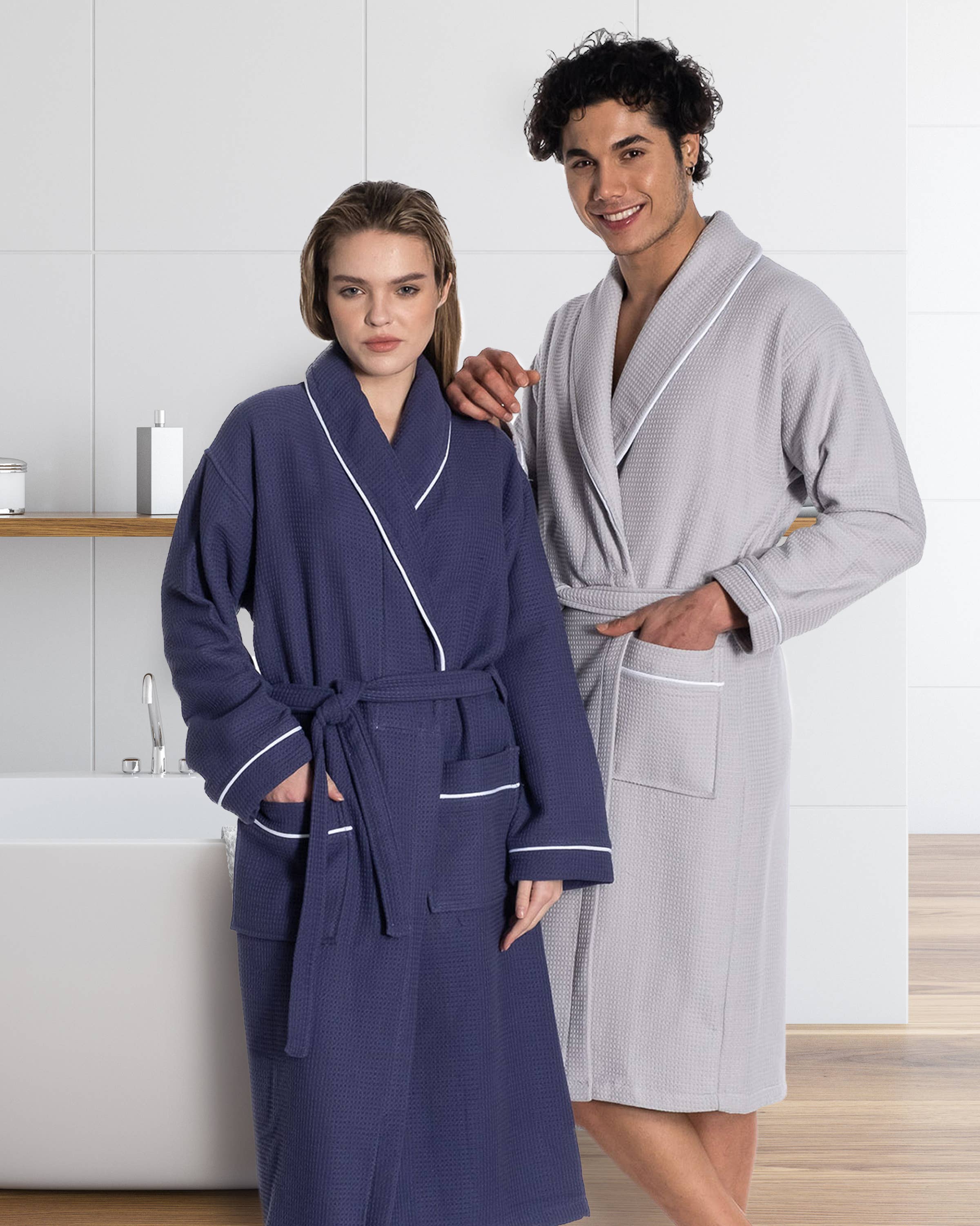 East'N Blue Waffle Terry Cotton Unisex Turkish Bathrobe