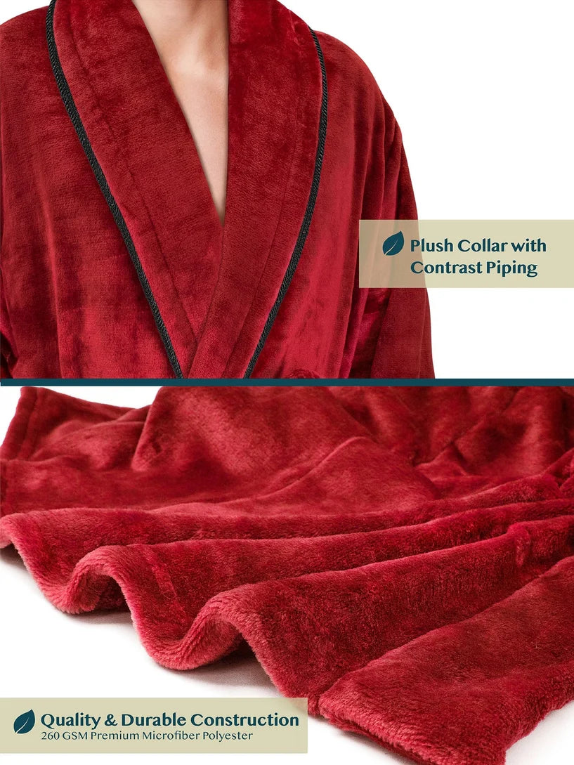 Pavilia Piping Fleece Men's Robe