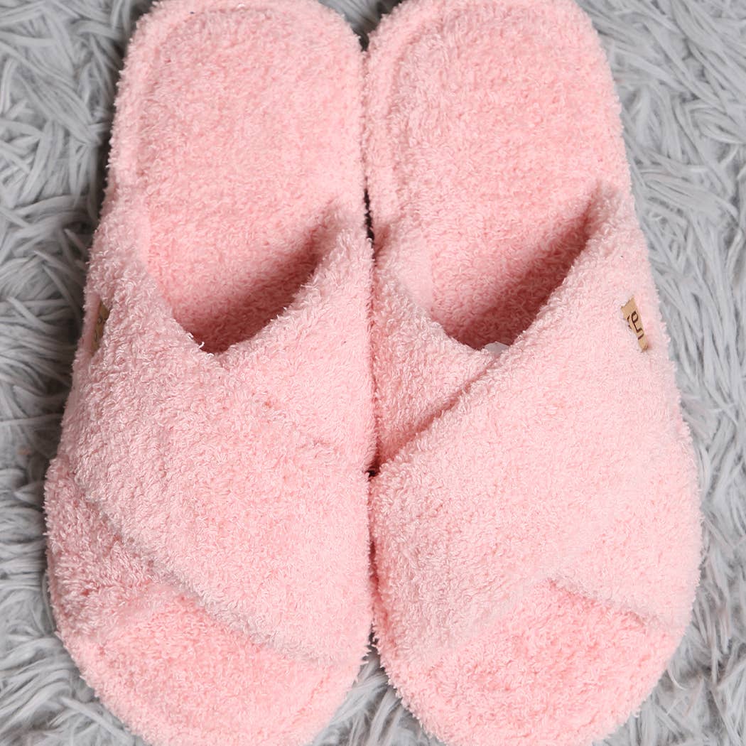 Fashion City Criss Cross Soft Microfiber Slide Slippers