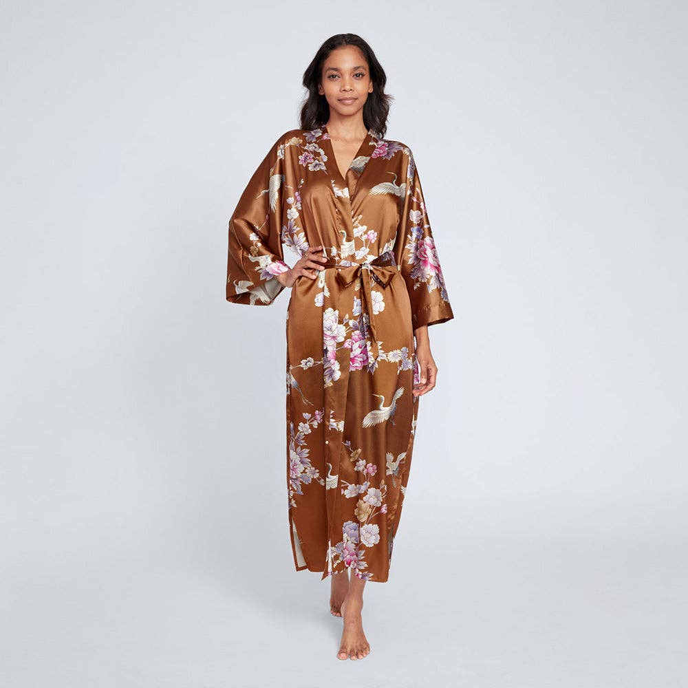 KIM+ONO Chrysanthemum & Crane Women's Long Kimono Robe