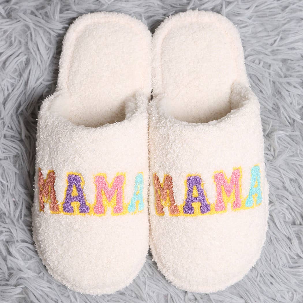 Fashion City Colorful MAMA Lettered Soft Microfiber Mule Slippers