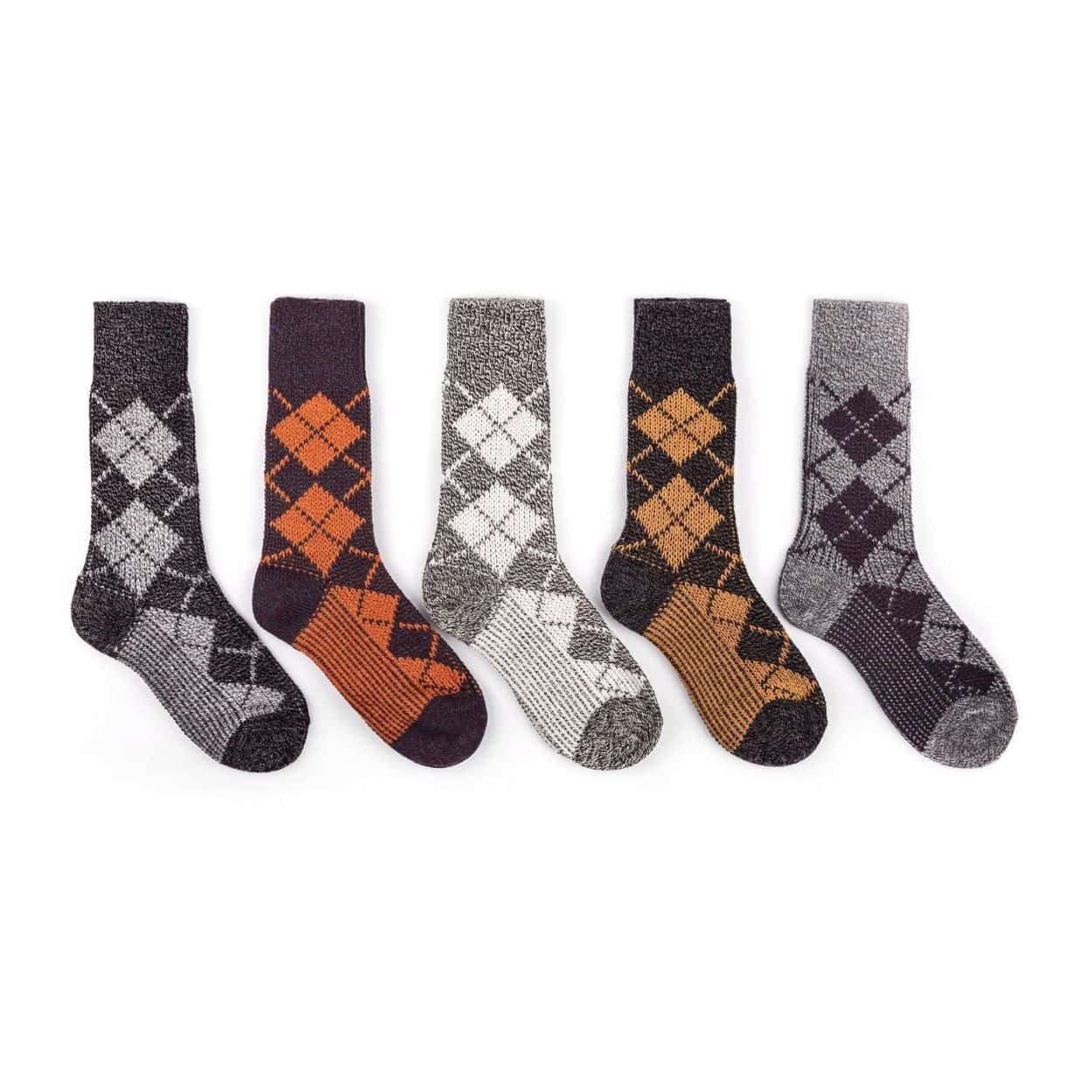 Nordic Wools Vagn Argyle Merino Wool Blend Unisex Socks / 5-Pair Multi-Pack