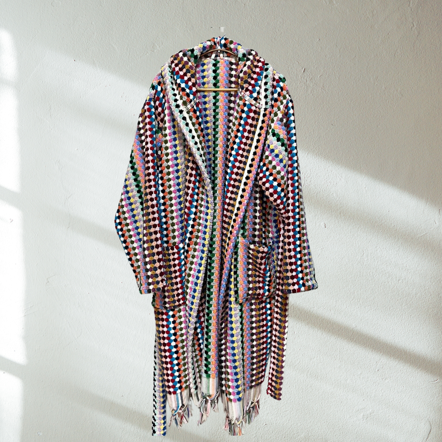 Kikoya Hand Loomed Women's Turkish Cotton Robe / Rainbow Tones