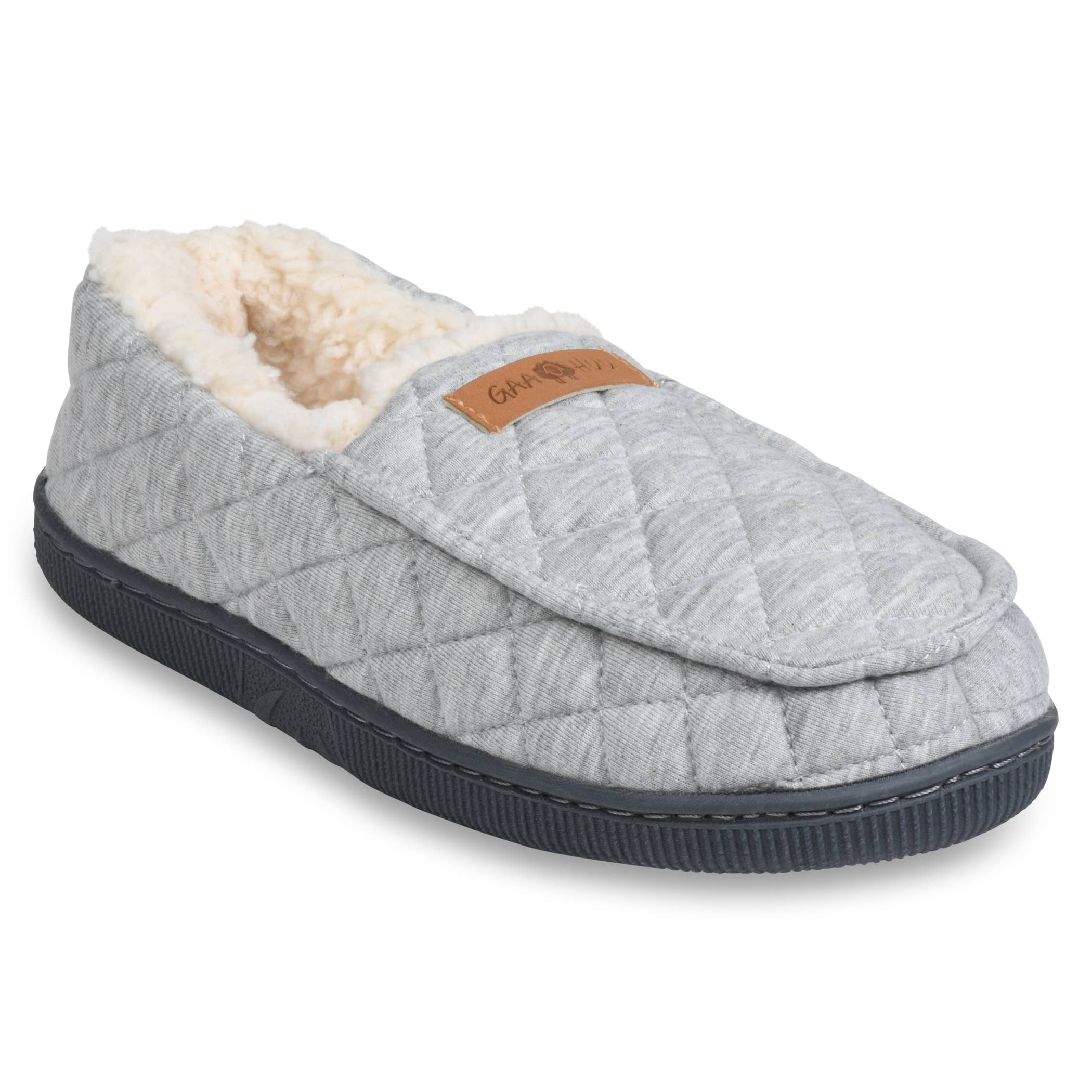 gaahuu Quilted Jersey & Faux Shearling Memory Foam Moccasin Slippers