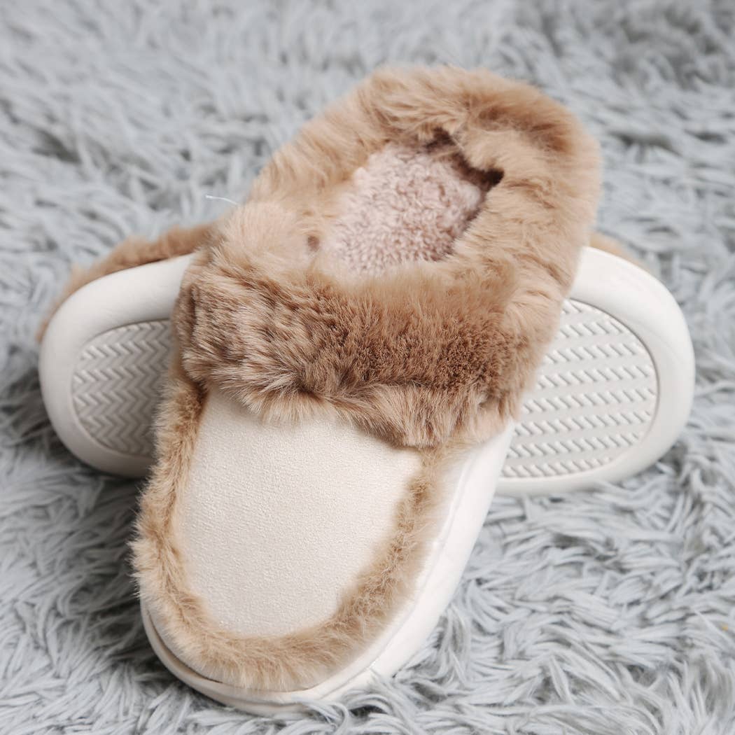 Fashion City Fuzzy Warm Faux Fur & Suede Clog Slippers