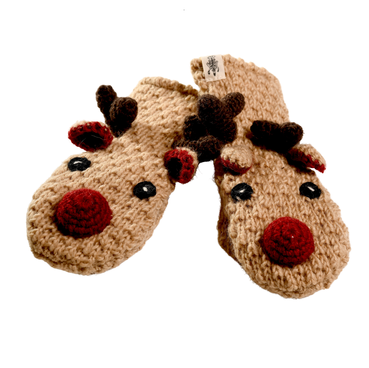 Nirvanna Designs Reindeer Hand-Crochet Wool Mittens