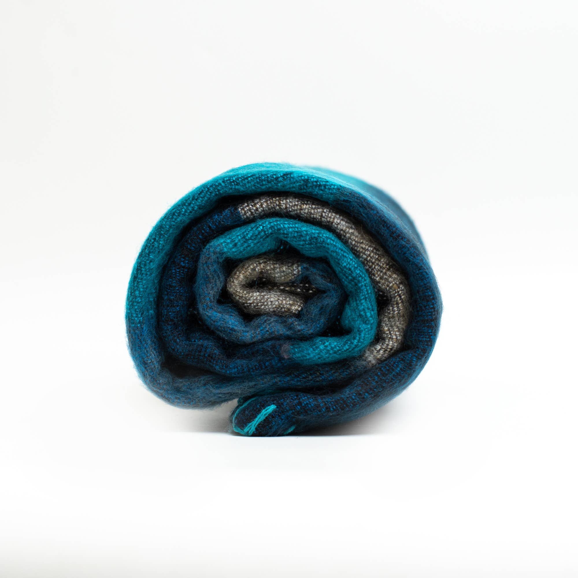 Art Himalayan Trading Handmade Super Soft Yak Wool Throw Blanket / Dark Blue, Aqua, Gray