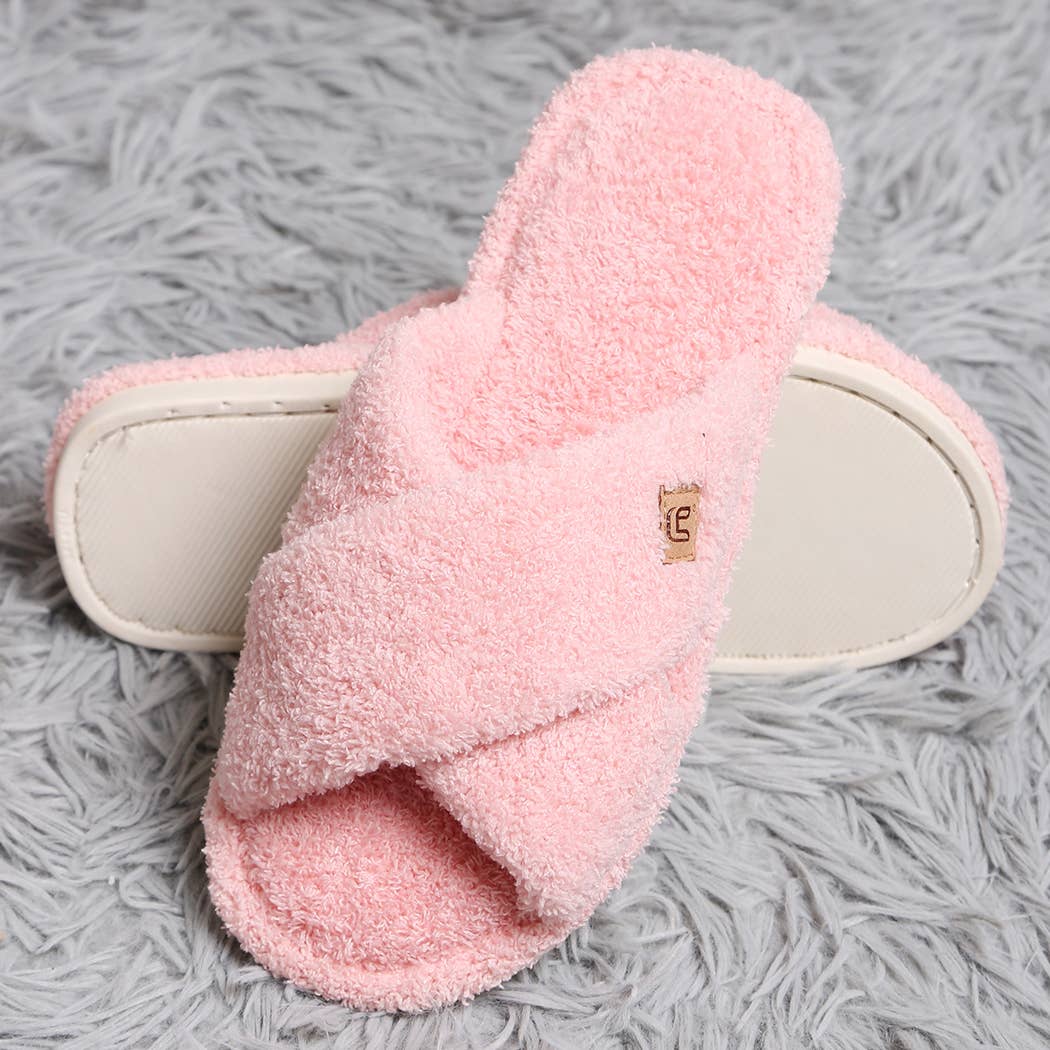Fashion City Criss Cross Soft Microfiber Slide Slippers